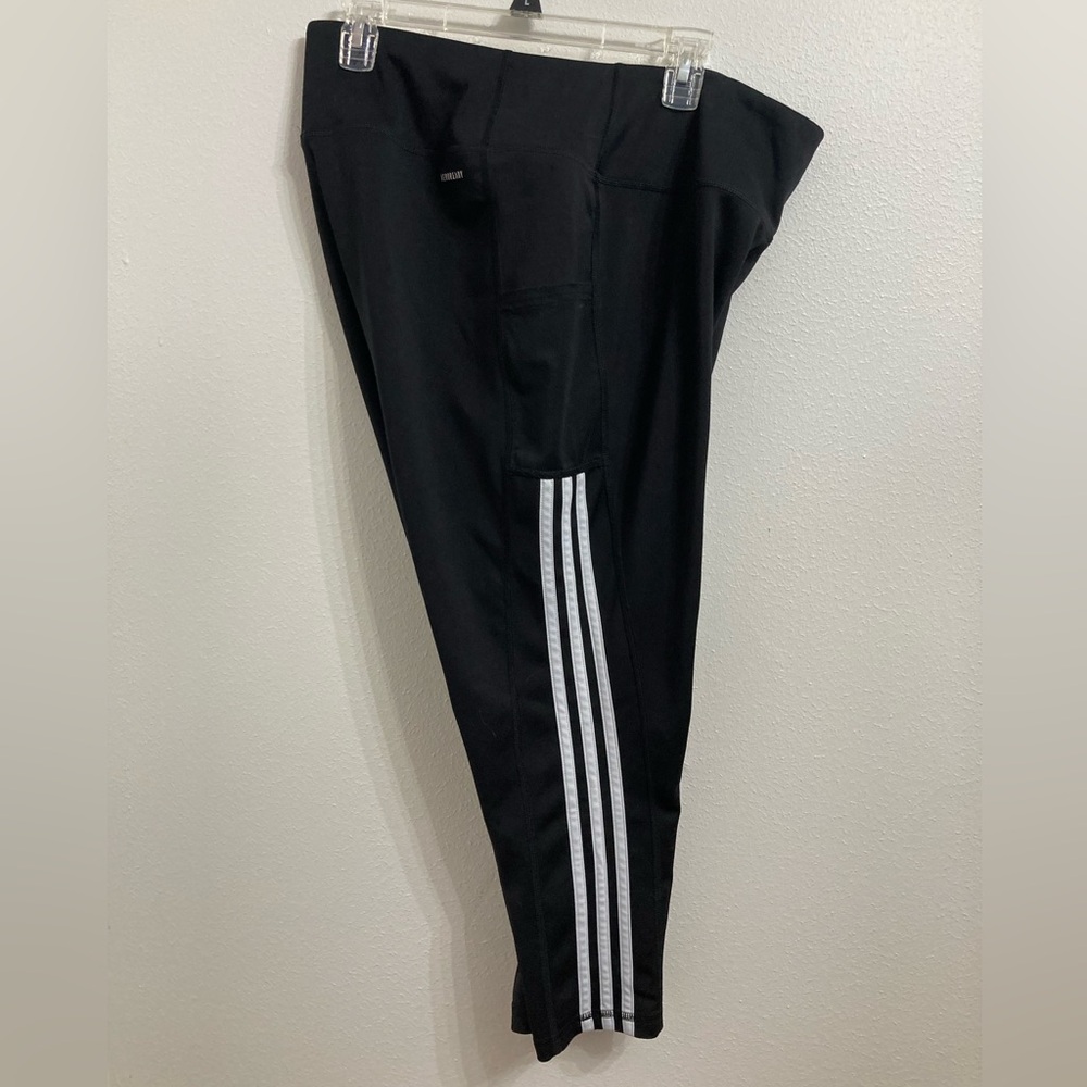 EUC Adidas Aeroready Black Athletic Leggings with White Stripes Size: 2X - Picture 3 of 11